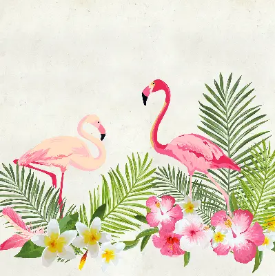 Platnena zatamnjujuća rolo zavjesa Flamingosi po lišću