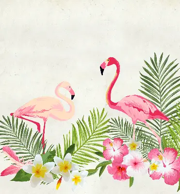 Platnena zatamnjujuća rolo zavjesa Flamingosi po lišću