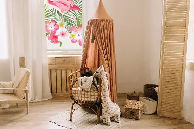 Platnena zatamnjujuća rolo zavjesa Flamingosi po lišću