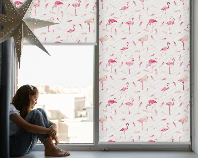 Unutarnja prozorska zatamnjujuća rolo zavjesa Flamingosi i njihovo perje