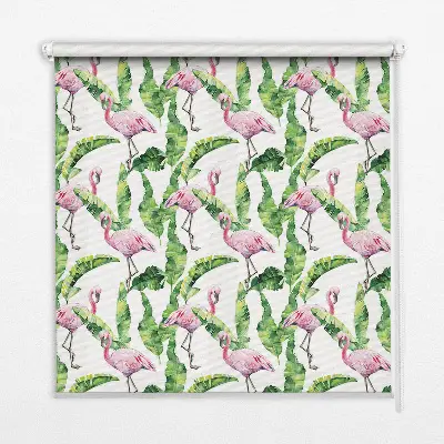 Zatamnjujuća rolo zavjesa za balkonska vrata Flamingosi po lišću