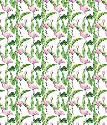 Zatamnjujuća rolo zavjesa za balkonska vrata Flamingosi po lišću