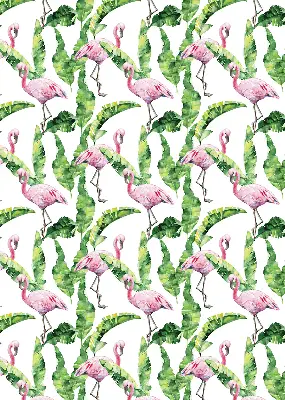 Zatamnjujuća rolo zavjesa za balkonska vrata Flamingosi po lišću
