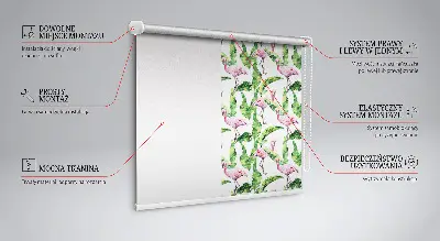 Zatamnjujuća rolo zavjesa za balkonska vrata Flamingosi po lišću