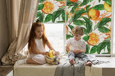 Zatamnjujuća rolo zavjesa za balkonska vrata Naranče i lišće