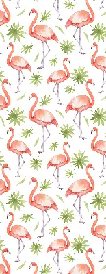 Platnena zatamnjujuća rolo zavjesa Flamingo i lišće