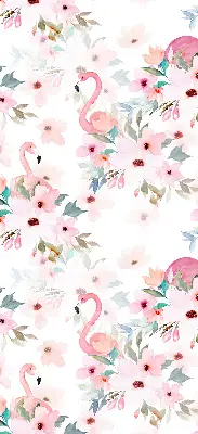 Unutarnja prozorska zatamnjujuća rolo zavjesa Flamingosi među cvijećem