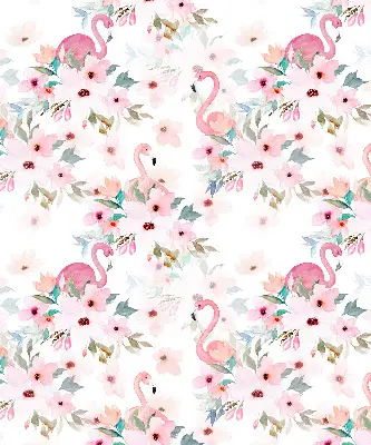 Unutarnja prozorska zatamnjujuća rolo zavjesa Flamingosi među cvijećem