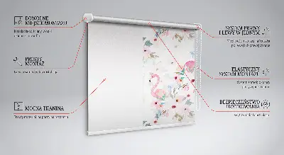 Unutarnja prozorska zatamnjujuća rolo zavjesa Flamingosi među cvijećem