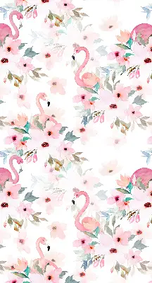 Unutarnja prozorska zatamnjujuća rolo zavjesa Flamingosi među cvijećem