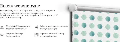 Unutarnja zatamnjujuća rolo zavjesa Tirkizne točkice na bijeloj pozadini