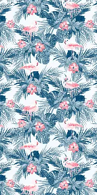 Zatamnjujuća rolo zavjesa za balkonska vrata Tropske biljke i flamingosi