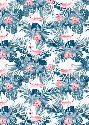 Zatamnjujuća rolo zavjesa za balkonska vrata Tropske biljke i flamingosi