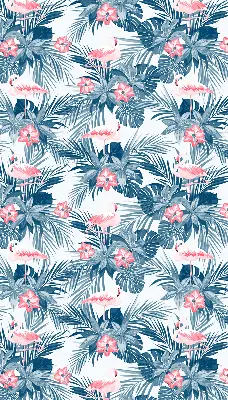 Zatamnjujuća rolo zavjesa za balkonska vrata Tropske biljke i flamingosi