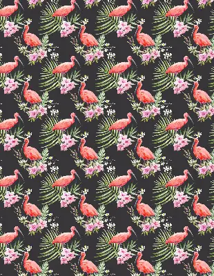 Platnena zatamnjujuća rolo zavjesa Flamingosi na biljkama