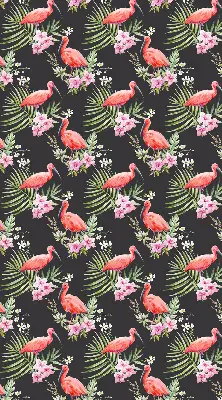 Platnena zatamnjujuća rolo zavjesa Flamingosi na biljkama