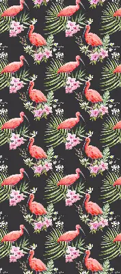 Platnena zatamnjujuća rolo zavjesa Flamingosi na biljkama