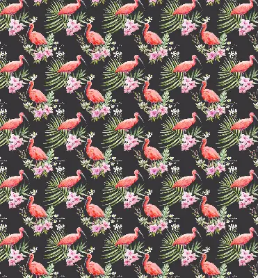 Platnena zatamnjujuća rolo zavjesa Flamingosi na biljkama
