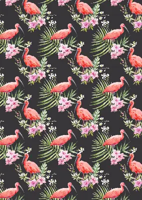 Platnena zatamnjujuća rolo zavjesa Flamingosi na biljkama