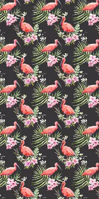 Platnena zatamnjujuća rolo zavjesa Flamingosi na biljkama