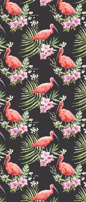 Platnena zatamnjujuća rolo zavjesa Flamingosi na biljkama