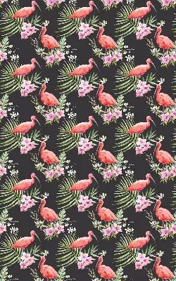 Platnena zatamnjujuća rolo zavjesa Flamingosi na biljkama