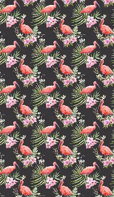 Platnena zatamnjujuća rolo zavjesa Flamingosi na biljkama