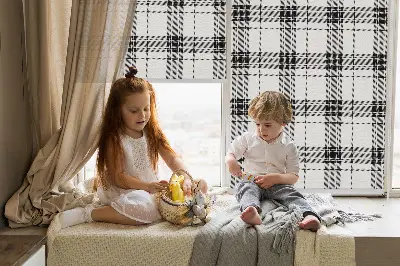 Unutarnja zatamnjujuća rolo zavjesa Sivi tartan