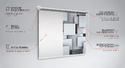 Zatamnjujuća rolo zavjesa za prozor Sivi 3D kvadrati