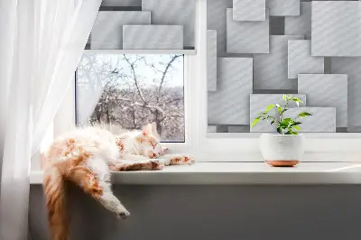 Zatamnjujuća rolo zavjesa za prozor Sivi 3D kvadrati