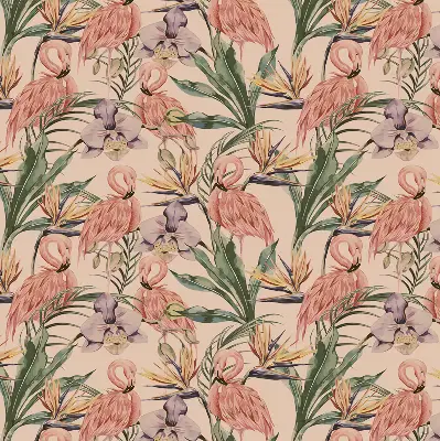 Unutarnja zatamnjujuća rolo zavjesa za prozor Flamingosi i cvijeće