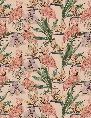 Unutarnja zatamnjujuća rolo zavjesa za prozor Flamingosi i cvijeće