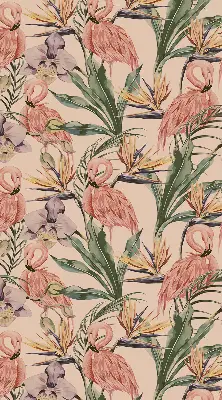 Unutarnja zatamnjujuća rolo zavjesa za prozor Flamingosi i cvijeće