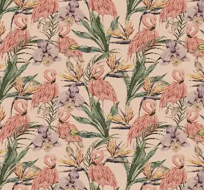 Unutarnja zatamnjujuća rolo zavjesa za prozor Flamingosi i cvijeće