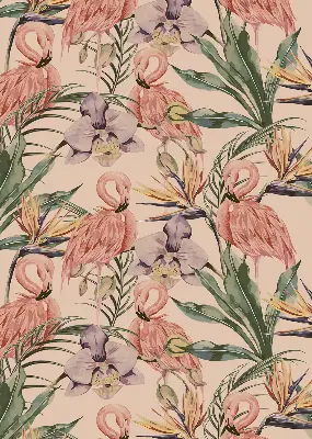Unutarnja zatamnjujuća rolo zavjesa za prozor Flamingosi i cvijeće