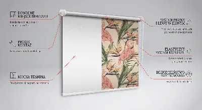 Unutarnja zatamnjujuća rolo zavjesa za prozor Flamingosi i cvijeće
