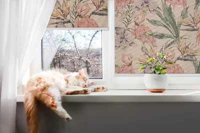 Unutarnja zatamnjujuća rolo zavjesa za prozor Flamingosi i cvijeće