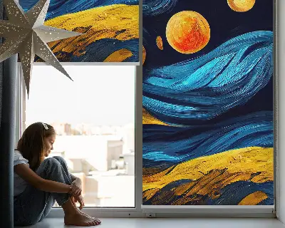 Platnena zatamnjujuća rolo zavjesa Planeti