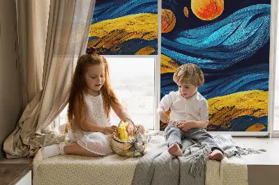 Platnena zatamnjujuća rolo zavjesa Planeti