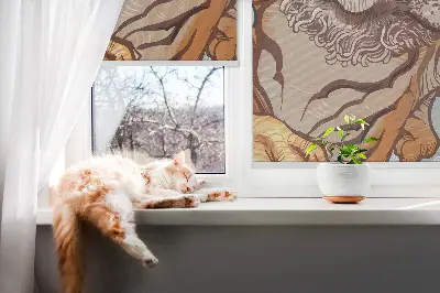 Unutarnja prozorska zatamnjujuća rolo zavjesa Tigar u cvijeću