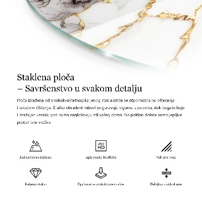 Okrugla staklena ploča stola Čisto bijela