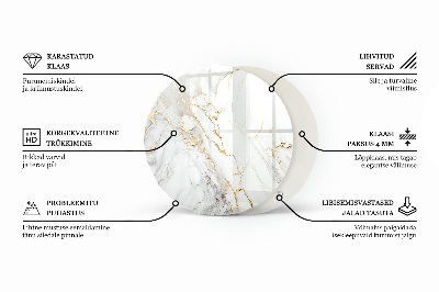 Okrugla staklena ploča Grafička kompozicija od mramora