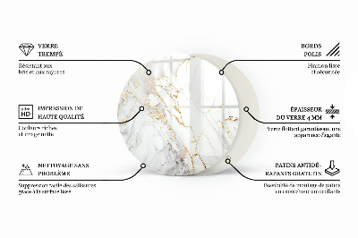 Okrugla staklena ploča Grafička kompozicija od mramora