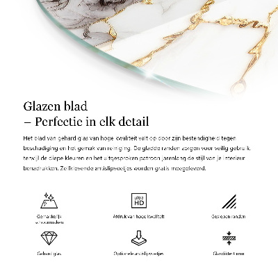 Okrugla staklena ploča Grafička kompozicija od mramora