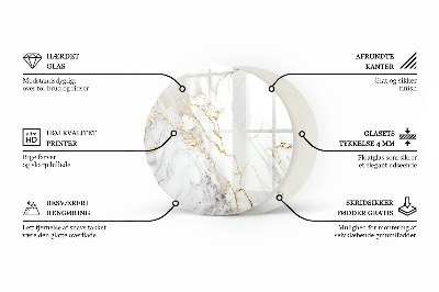 Okrugla staklena ploča Grafička kompozicija od mramora