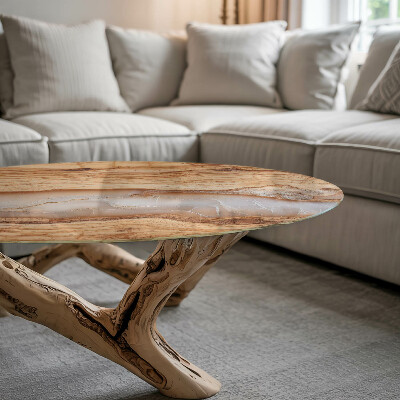 Okrugla staklena ploča stola Drvo u harmoniji sa smolom