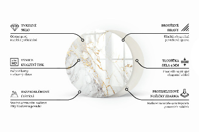 Okrugla staklena ploča Mramorne žile u dizajnu