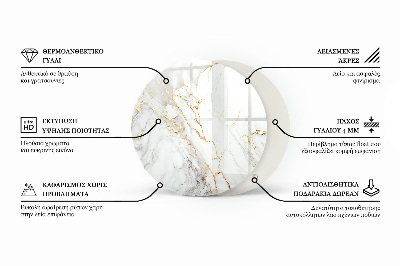 Okrugla staklena ploča stola Motiv teksture kamena