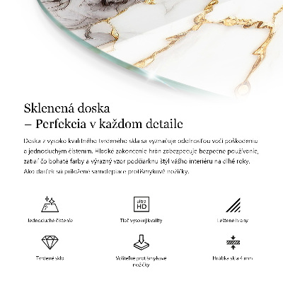 Okrugla staklena ploča stola Motiv teksture kamena