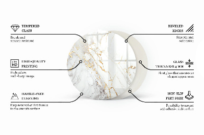 Okrugla staklena ploča Elegantni mramorni uzorak